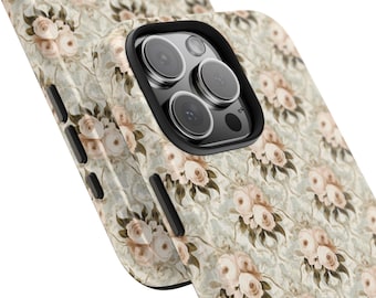 Floral Tough Phone Case – Vintage Roses, Durable Lexan Plastic