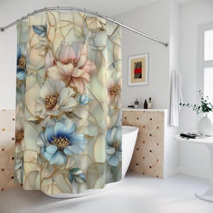 Elegant Floral Shower Curtain - Boho Bathroom Decor, Chic Home Accessory, Gift for New Home, Spa Vibe