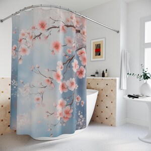 Blossom Shower Curtain - Elegant Floral, Spring Decor, Bath Essential, Cherry Blossom Design, Mother&#39;s Day Gift, Bathroom Accessory