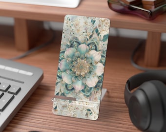Floral Handy Display Ständer, eleganter Telefonhalter, stilvolles Schreibtischzubehör, perfektes Geschenk für Technikliebhaber, Home Office Dekor