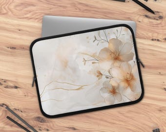 Capa para laptop com estampa floral elegante - Capa acolchoada de neoprene para computador