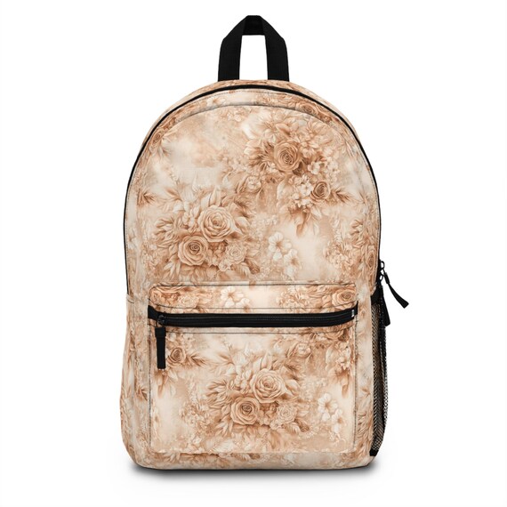 Floral Polyester Backpack, Elegant Rose Bookbag - Etsy display picture 3