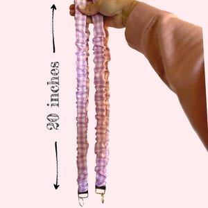 Purple Gingham Pattern Scrunchie Lanyard Badge Holder Stretchy Material Construction Fashionable Design Work Accessory Teacher Nurse Gift Cute Office Supply Professional Look Comfortable Wear Daily Essential Functional Fashion Item Key