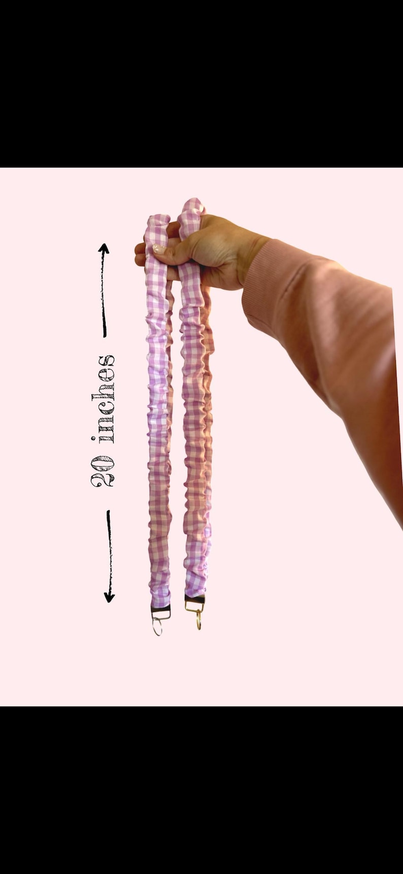 Purple Gingham Pattern Scrunchie Lanyard Badge Holder Stretchy Material Construction Fashionable Design Work Accessory Teacher Nurse Gift Cute Office Supply Professional Look Comfortable Wear Daily Essential Functional Fashion Item Key