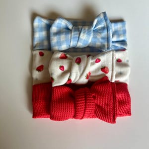Baby Girl Headband USA Cotton Bow Front Tie Hairbow for Baby Girl Fruit Headband Soft Stretchy Infant Accessory Handmade 4th of July