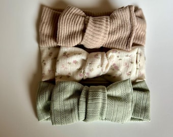 Conjunto de diadema para bebé niña, suave, de algodón, con lazo para el cabello, para recién nacida, para hospital, con lazo frontal, regalo, flores, tela de punto para bebé niña, regalo para baby shower