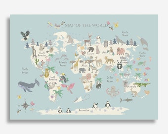 pix Printable World Map For Kids Room kids world map etsy