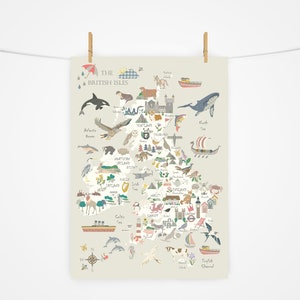 Karte des Vereinigten Königreichs - No Florals - Landkarte der Kinder - Kids - Großbritannien & Irland - Kinderzimmer - Druck - British Isles - England - Kinder Kunst - Spielzimmer