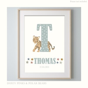 Impresión inicial personalizada - Estrellas - Alfabeto - Guardería - Póster impreso - Impresiones infantiles - Arte mural - Regalo para bebé recién nacido