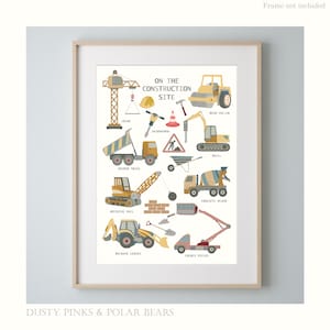 On the Construction Site - Digger Theme Bedroom - Construction - Building - Tools - Diggers - Children’s Prints – Wall Art