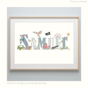 Pirat Personalisierter Namen Druck - Meer - Boote - Nautisch - Schatz - Kinderzimmer - Druck Poster - Kinderdrucke - Wand Kunst - Neues Baby Geschenk
