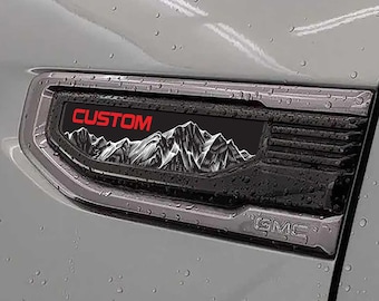 GMC Sierra 1500 Mountain Landscape Fender Emblem Overlay Pair
