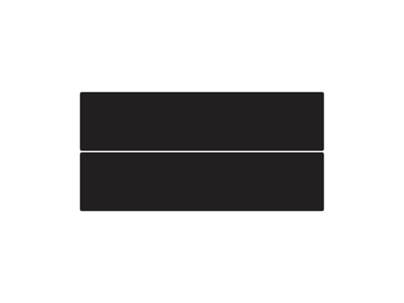 May include: Two stacked, solid black rectangles on a white background. The rectangles are of equal size and are horizontally aligned. The image is a simple, minimalist design.