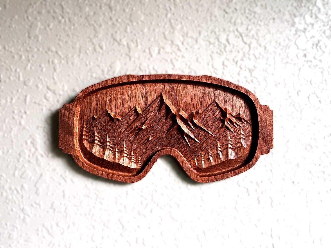 Rustic Mountain Cabin Decor, CNC Router File, Carved Wood Ski Goggle ...