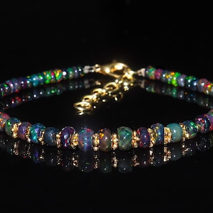 Armband med naturlig eldopal, vintage eldopal, armband för kvinnor, oktobers födelsesten, 925 sterlingsilver, guldarmband för henne