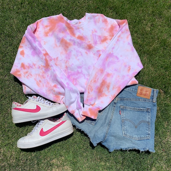 pink and orange tie dye sweatshirt