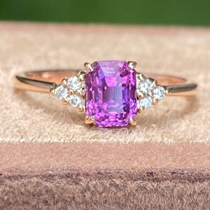 Violet Sapphire Ring | Purple Sapphire ring | Engagement Ring | Diamond Cluster Ring | Proposal Ring | Ceylon Sapphire Ring