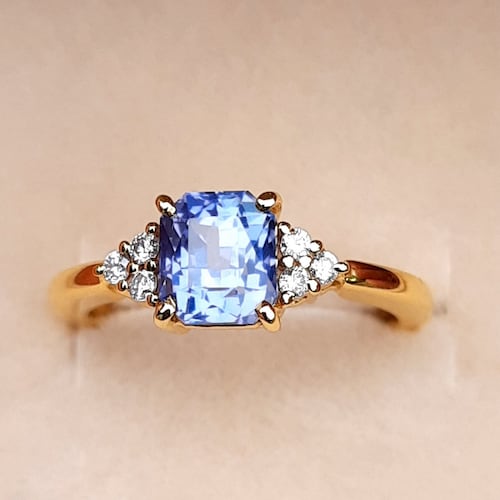 Blue Sapphire Engagement Ring Cornflower Blue Sapphire Etsy