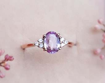 Light Pink Sapphire Ring, Blush Pink Sapphire,  Oval Pink Sapphire  ,Ceylon sapphire, Unique Engagement Ring