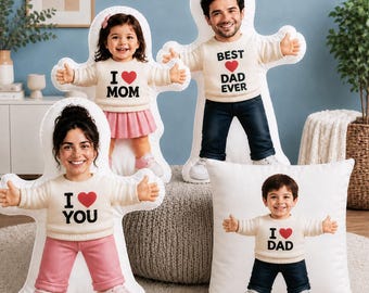 Custom  Pillow With Face, Personalized Doll Pillow, Custom Face Body Pillow, Unique Family Gift, Mom Dad Kids Gift, Keepsake Pillow