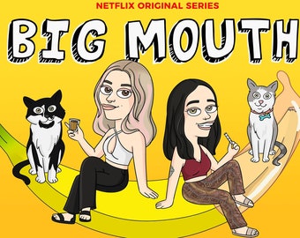 BIG MOUTH Portrait Gift, Custom Cartoon Portrait for Birthday, Funny Anniversaries Gift Portrait, Custom Funny Valentine Personalized Gift