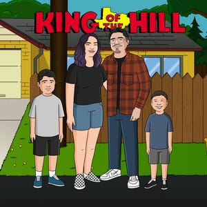 Personalisiertes King of the Hill Portrait Cartoon, Familien Cartoon Portrait, Lustiges einzigartiges Vatertagsportrait Geschenk, Geburtstagsgeschenk, Jahrestagsgeschenk