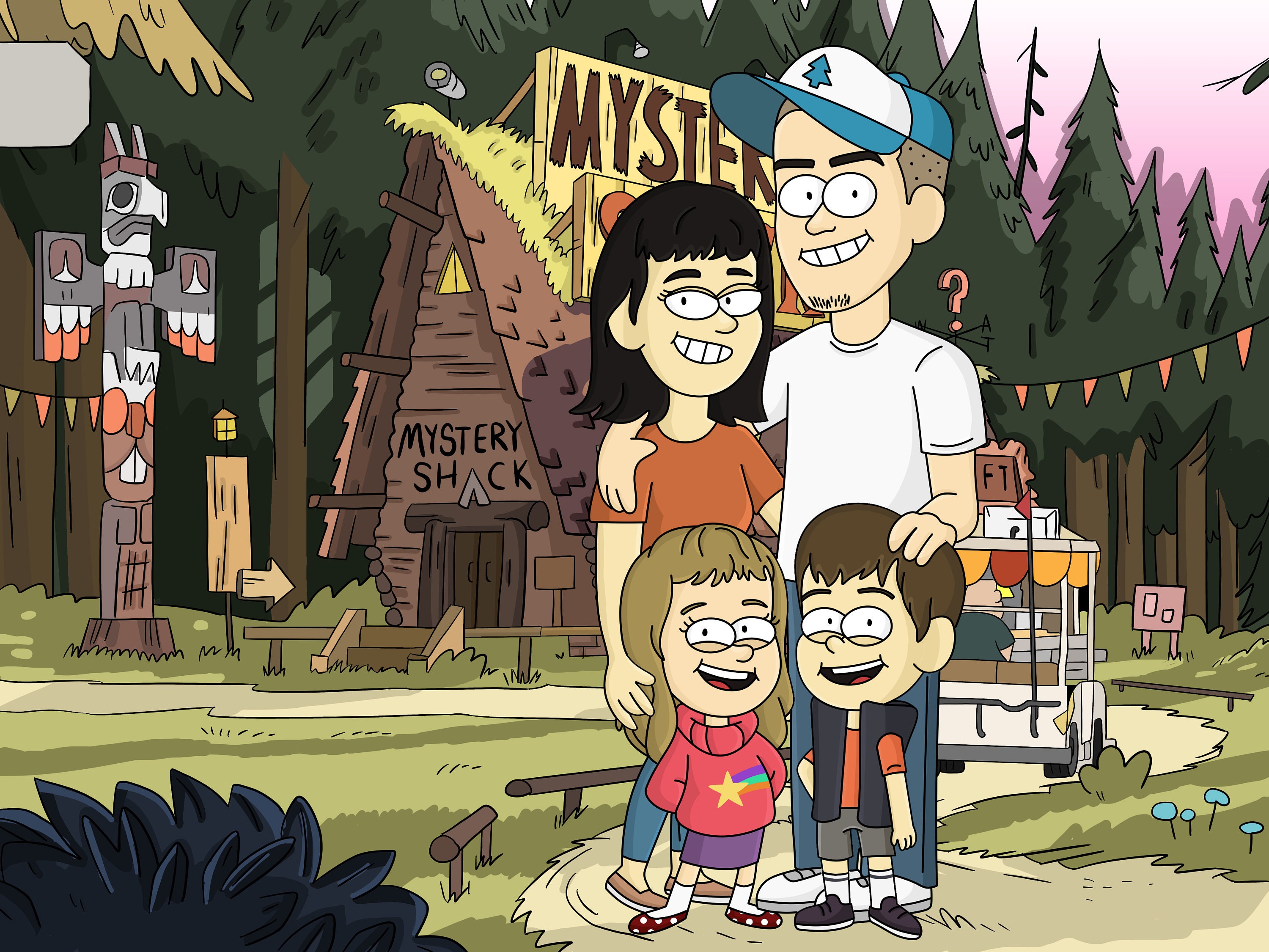 Gravity Falls, Custom Gravity Falls Family Portrait, Portrait in Cartoon  Style, Personalized Family Portrait, GF Drawing, Gift for a Child 