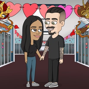 BIG MOUTH Personalized Portrait, Big Mouth Cartoon, Custom Anniversary Portrait, Big Mouth Portrait Gift, Funny Valentine Couple Portrait