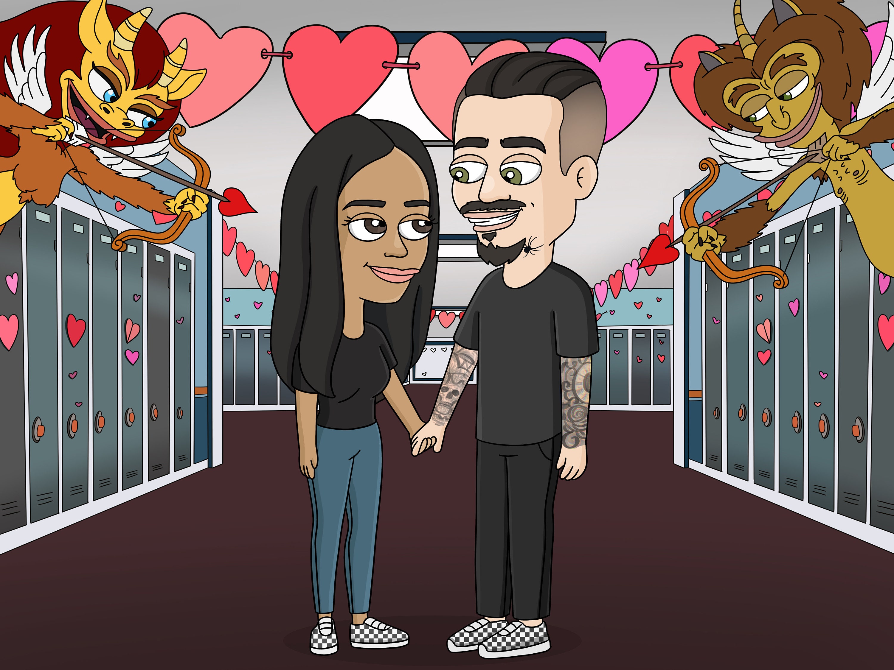 BIG MOUTH Personalized Portrait, Big Mouth Cartoon, Custom Anniversary Portrait, Big Mouth Portrait Gift, Funny Couple Portrait Art