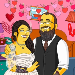 Yellow Cartoon Portrait, Simpsons Father's Day Gift, Custom Family Portrait, Portrait Illustration, Funny Anniversary Portrait, Wedding Gift
