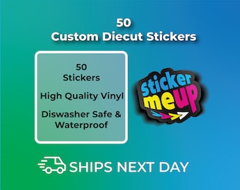 50 Custom Die Cut Vinyl Stickers | Waterproof Business Branding Logos