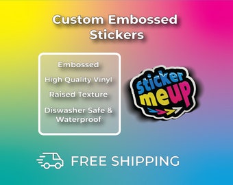 Custom Embossed Stickers | Raised 3D Logo Vinyl, Waterproof Business Branding