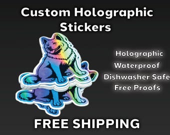 Custom Holographic Die Cut Stickers | Waterproof Logo Vinyl Packaging (Free Proofs)