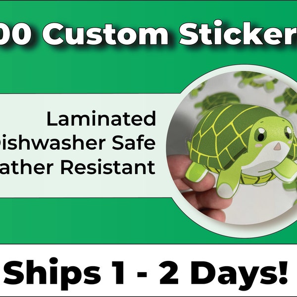 100 Custom Stickers / Logo Stickers / Branding Stickers / Business Stickers / Birthday Party Stickers / Car Decal