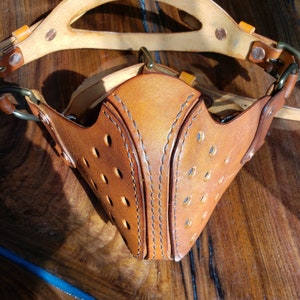 Leather Biker mask with copper rivets