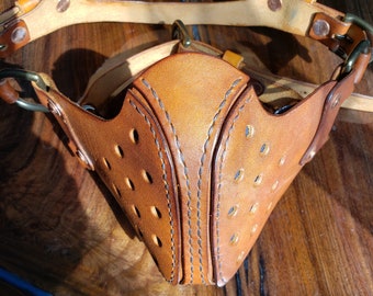 Leather Biker mask with copper rivets