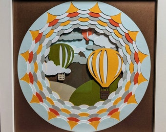 Up and Away - Arte de papel en capas con temática de globo aerostático