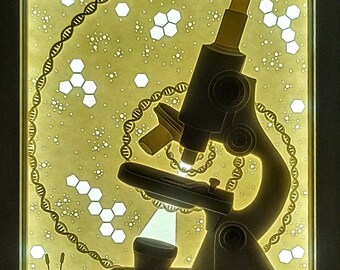 Gateway to the Infinite - Microscope Themed Paper Cut Light Box