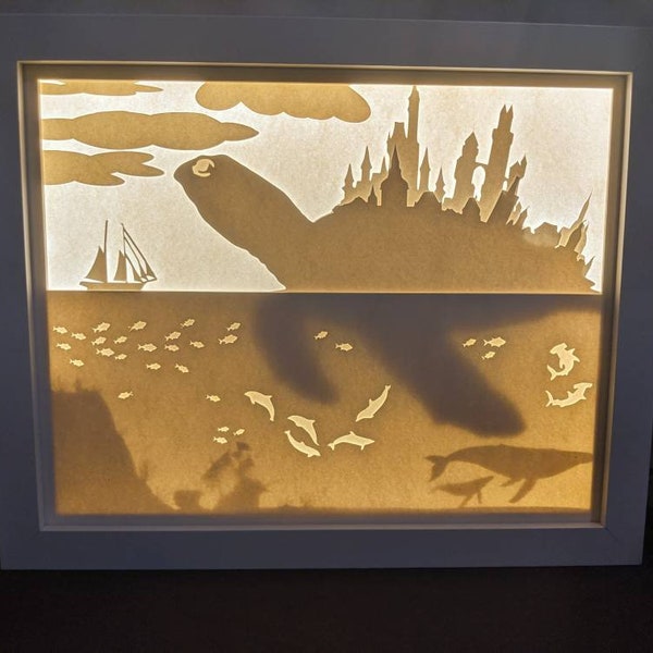 The Wandering City, Turtle Fantasy Paper Cut Light Box / Shadow Box