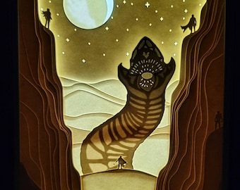 Trials of the Sandrider - Dune inspired paper cut light box