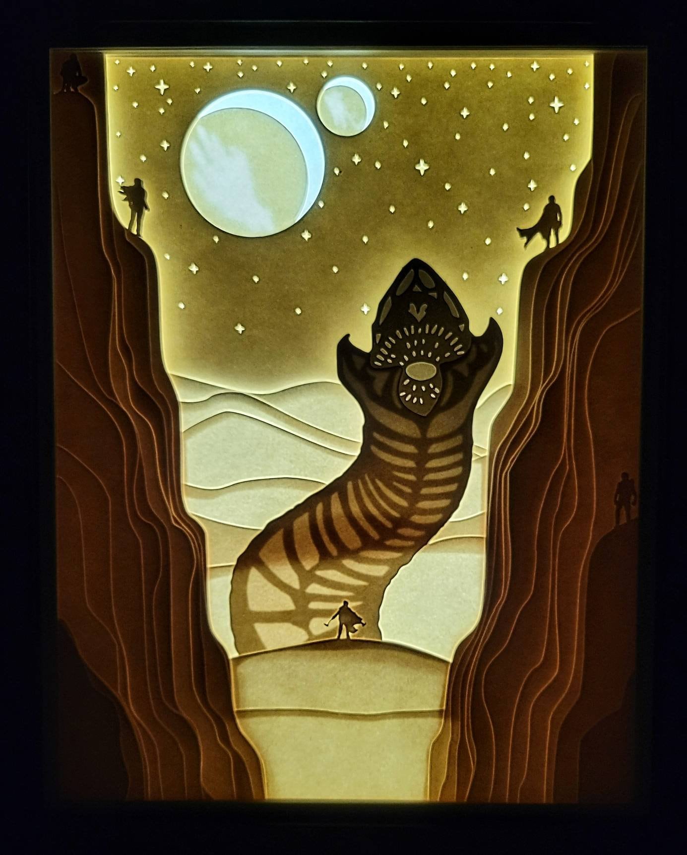 Trials of the Sandrider - Dune inspired paper cut light box