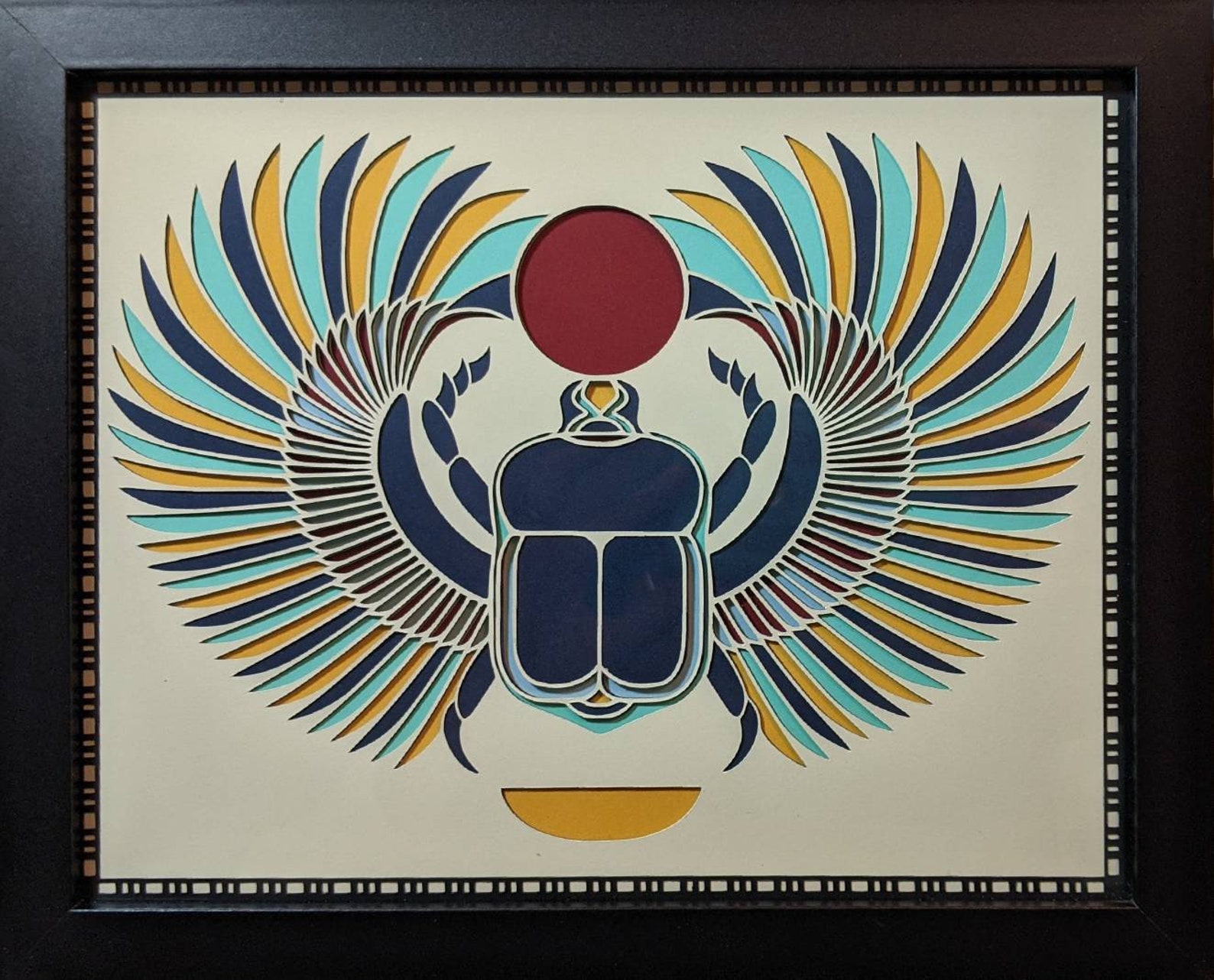 Egyptian Scarab Colorful Layered Paper Art - Etsy