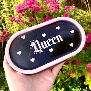 Glitter Rolling Tray, Pink & Black Tray, Trinket Dish, Girly Gifts, Smoker Gift, Queen