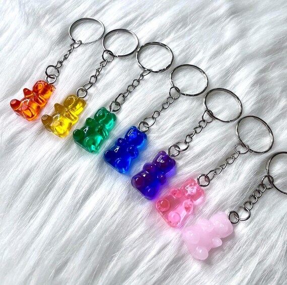 Rainbow gummy Bear Key Chain