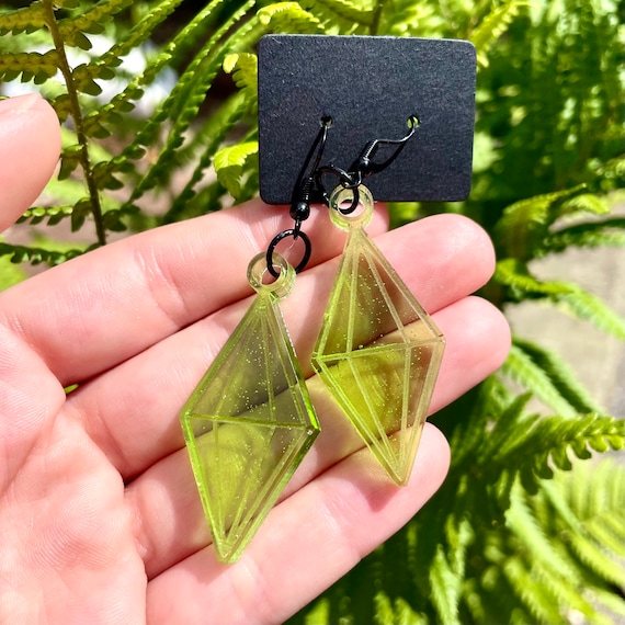 Green Sims Earrings Quirky Jewellery Gift