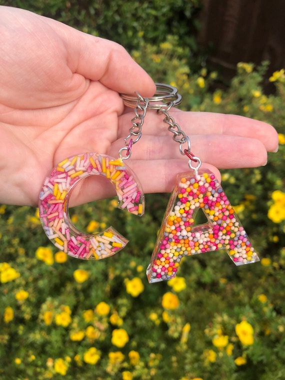 Alphabet Keyring Personalised Initial Resin Letter Keychain 