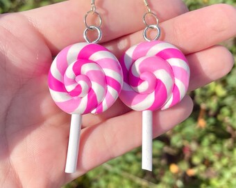 Cute Lollipop Earrings, Clay Jewelry, Kids Earrings, Candy Theme Earrings