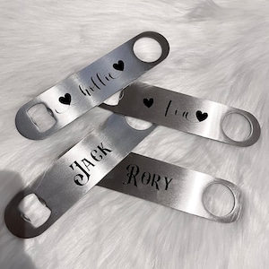 Personalised bar blade, custom name bottle opener, bar accessories, custom gift for him, personalised gift for her