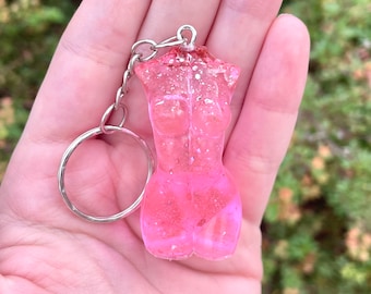 Goddess keychain/Keyring, Hot pink glitter