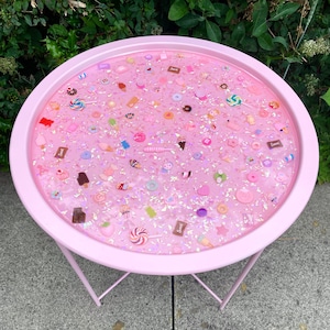 Pink Candy Table, Pink Coffee Table, Epoxy Side Table